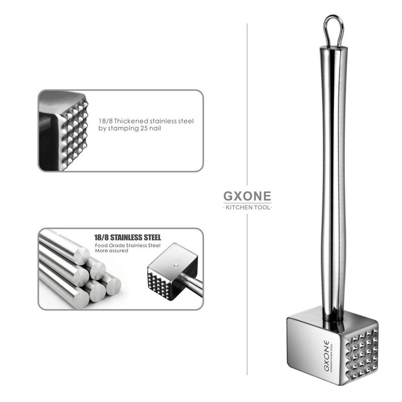 GXONE Meat Tenderizer,304 Stainless Steel Heavy Sturdy Meat Mallet/Pounder/Hammer Tool(1.65lb) - Image 3